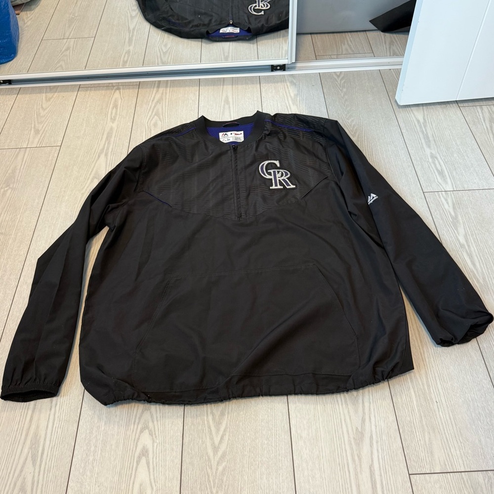 MLB Colorado Rockies vintage bomber jacket large black purple silver baseball